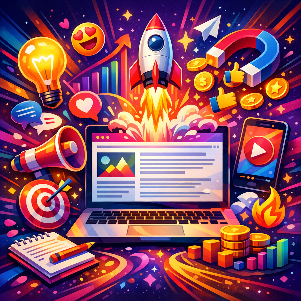 15 Viral Blog Post Ideas That Drive Traffic and Sales in 2024: Practical Playbook for viralmaker.online - article illust