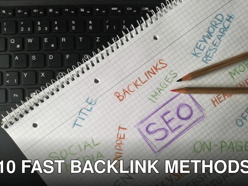 Close-up of notebook with SEO terms and keywords, highlighting digital marketing strategy.