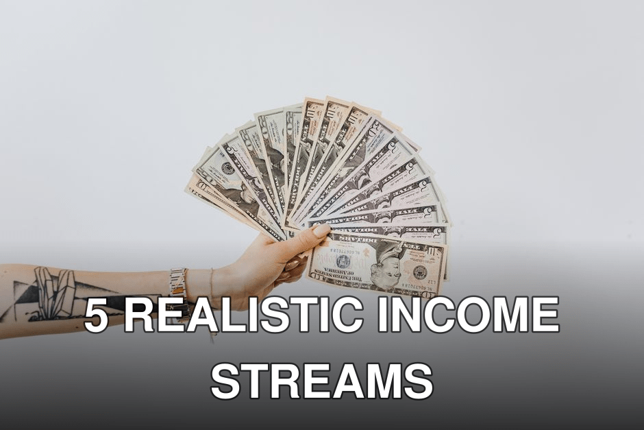 Tattooed arm holding a fan of US dollar bills on a white background, symbolizing wealth and financial success.