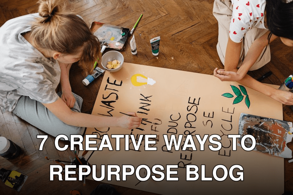 Top view of two young adults crafting an eco-friendly sign emphasizing recycling and repurposing.