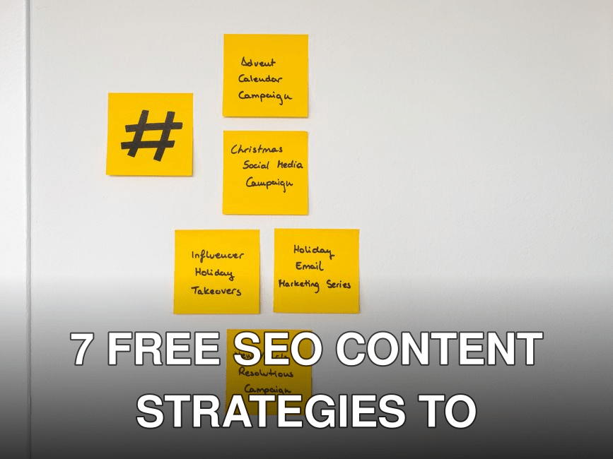 Organized yellow sticky notes on a white wall for holiday marketing strategies.