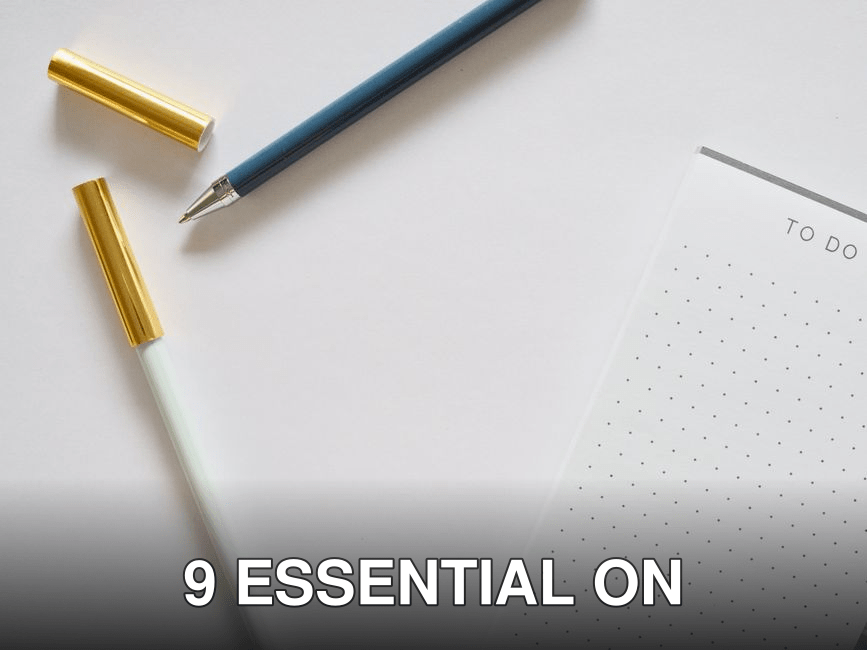 A minimalist flat lay featuring a to-do list notebook and pens on a white background.