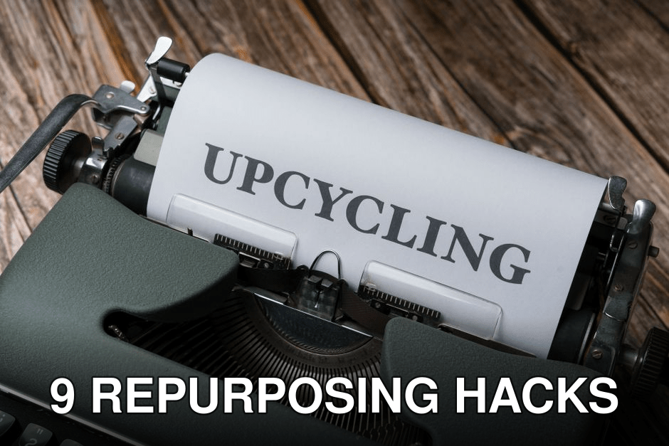 Close-up of a vintage typewriter showing a sheet with 'Upcycling' on it, promoting sustainability.