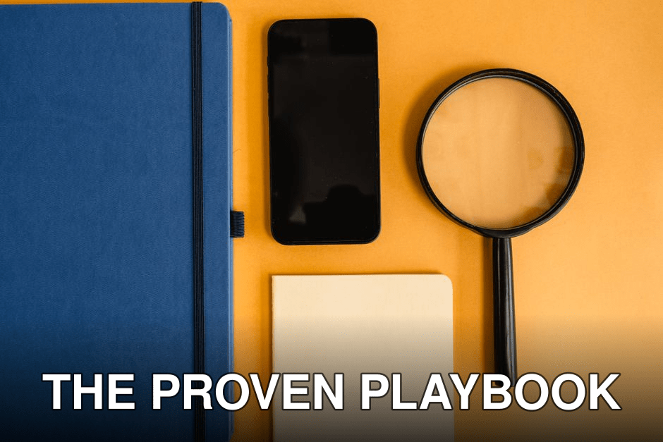 A flat lay of a journal, smartphone, and magnifying glass on a vibrant yellow background.