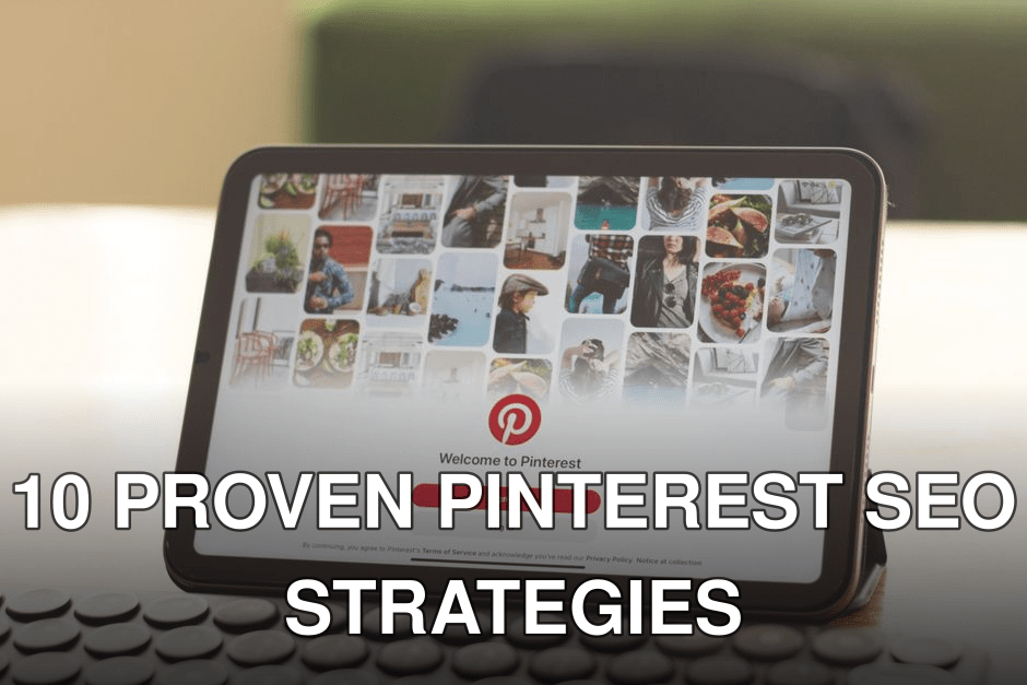 A tablet on a wooden desk showcasing the Pinterest login screen, emphasizing digital connectivity.
