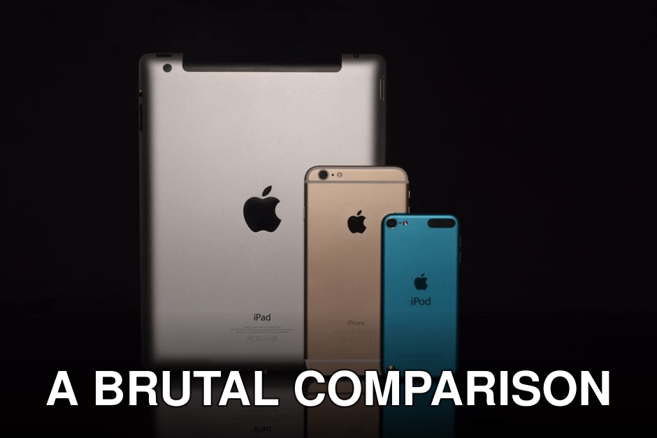 Elegant display of Apple devices including iPad, iPhone, and iPod against a black background.